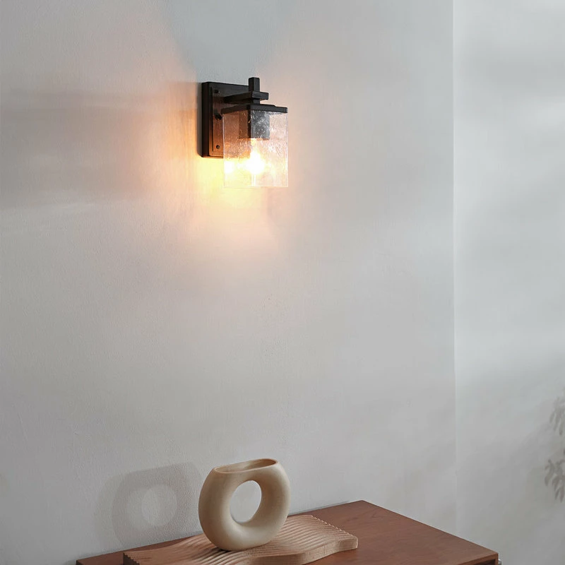 Globe Electric 1-Light Matte Black Vanity Light With Seeded Glass Shade 2 Globe Electric 1-Light Matte Black Vanity Light With Seeded Glass Shade - Image 2