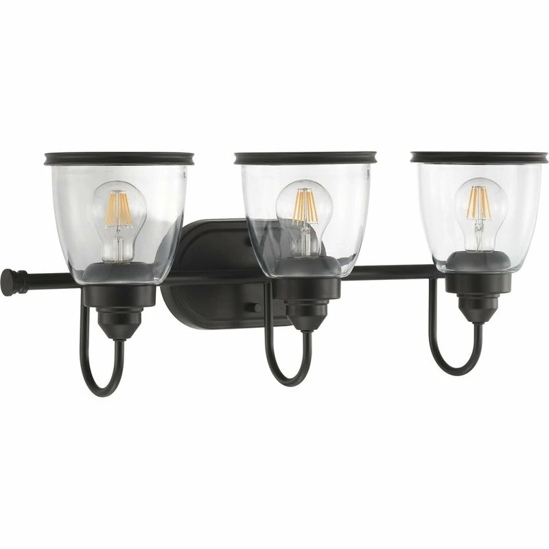 Progress Lighting Saluda Collection 3-Light Antique Bronze Clear Glass Coastal Bath Vanity Light 2 Progress Lighting Saluda Collection 3-Light Antique Bronze Clear Glass Coastal Bath Vanity Light - Image 2