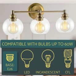 Kira Home Odette 22" 3-Light Bathroom Light, Glass Globe Shades + Warm Brass -home bar shop 5681762500de47ed 8695 w800 h800 b0 p0