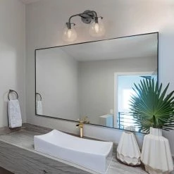 LNC Lighting LALUZ 2 Light Matte Black Modern Bathroom Vanity Light With Globe Seeded Glass -home bar shop 56c1a00b03117d59 9179 w800 h800 b0 p0