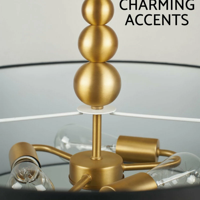 Kira Home Adelade 22" Drum Pendant Chandelier, Black Fabric Shade, Glass 4 Kira Home Adelade 22" Drum Pendant Chandelier, Black Fabric Shade, Glass - Image 4