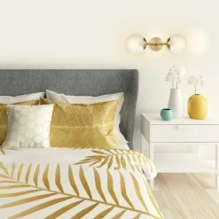 Globe Electric Celestia 2-Light Wall Sconce, Matte Brass, Frosted Glass Shades -home bar shop 58a114290fd2914a 4279 w800 h800 b0 p0