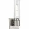 Progress Lighting Clarion 1-Light Brushed Nickel Clear Glass Modern Wall Light