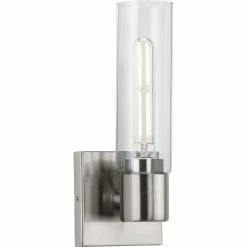 Progress Lighting Clarion 1-Light Brushed Nickel Clear Glass Modern Wall Light