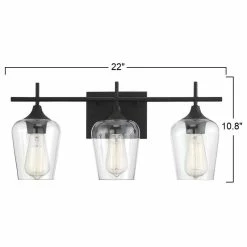 A Touch Of Design 3-Light Bathroom Vanity Light With Clear Glass Shades, Dimmer Compatible, Black -home bar shop 590134d40335f857 1622 w800 h800 b1 p0