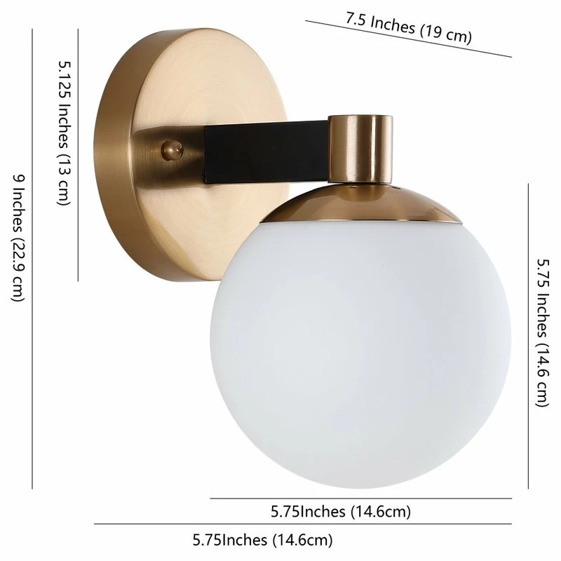 JONATHAN Y Modernist Globe Metal/Frosted Glass LED Vanity, 1-Light 8 JONATHAN Y Modernist Globe Metal/Frosted Glass LED Vanity, 1-Light - Image 8