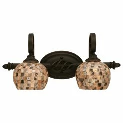 Toltec Lighting Elegante 2 Light Bath Bar, 6" Sea Mist Seashell Glass