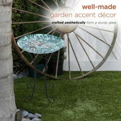 Alpine Corporation 24" Tall Outdoor Mosaic Dragonfly Glass Birdbath Bowl With Metal Stand -home bar shop 59c1ff8b0112ba45 3489 w800 h800 b0 p0