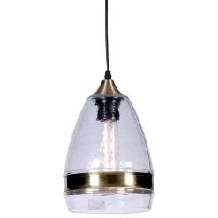 Casamotion Hammered Glass Pendant Light With Brass Ring, 1 Ceiling Hanging Light, Clear, Large -home bar shop 5a41cb3708d58b19 5860 w800 h800 b1 p0