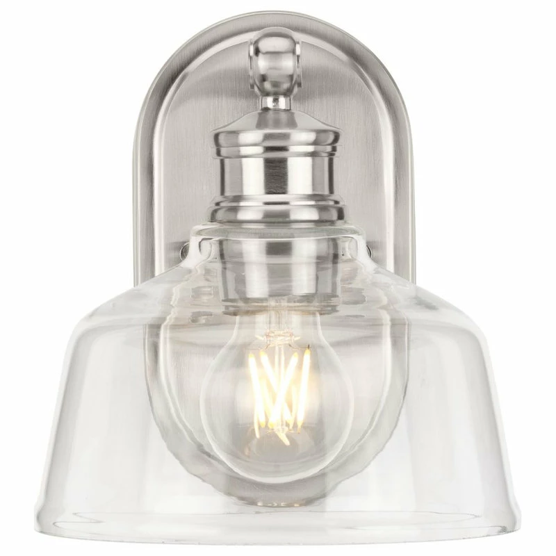 Progress Lighting Singleton 1-Light 7.62" Brushed Nickel Vanity Light With Clear Glass Shade 8 Progress Lighting Singleton 1-Light 7.62" Brushed Nickel Vanity Light With Clear Glass Shade - Image 8