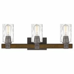 Starry Sky Trading Inc 3-Light 24'' Vanity Light Artisan Iron And Wood Finish Clear Glass Shade -home bar shop 5ac103ae0019df53 7311 w800 h800 b1 p0