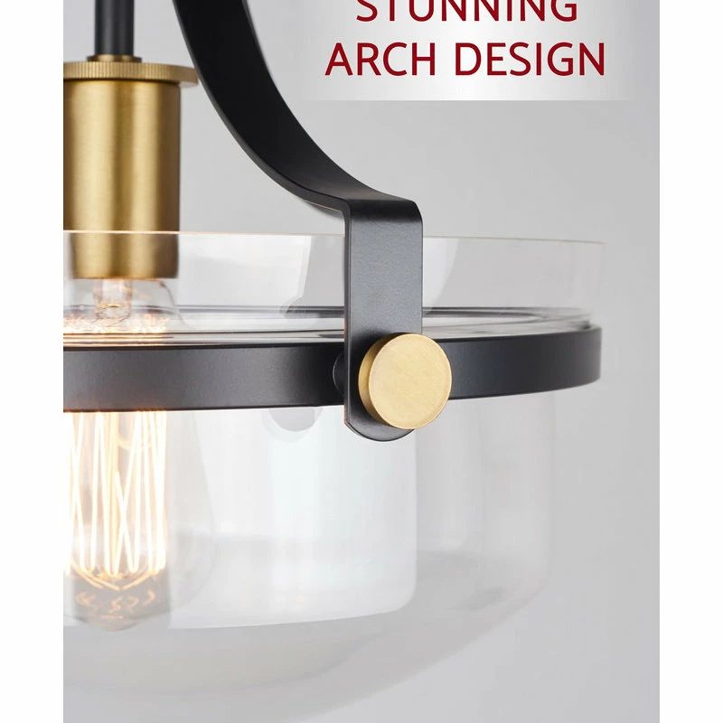 Kira Home Zurich 12" Rustic Farmhouse Ceiling Light, Glass Shade, Warm Brass 4 Kira Home Zurich 12" Rustic Farmhouse Ceiling Light, Glass Shade, Warm Brass - Image 4