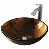 VIGO Brown And Gold Fusion Glass Vessel Sink And Faucet Set, Chrome