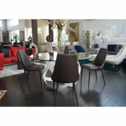 Zuri Furniture Mambo 59 Inch Clear Glass Round Dining Table With White Steel Base -home bar shop 5c01387806a6d19d 4512 w800 h800 b0 p0