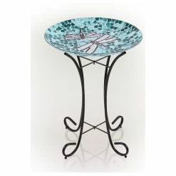 Alpine Corporation 24" Tall Outdoor Mosaic Dragonfly Glass Birdbath Bowl With Metal Stand -home bar shop 5cb1bf1e018562ff 3489 w800 h800 b1 p0