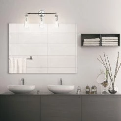 Globe Electric 3-Light Chrome Vanity Light Glass Shade -home bar shop 5d1106a100b6a5ef 2086 w800 h800 b0 p0