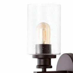 JONATHAN Y Jules Edison 16.5" 2-Light Seeded Glass LED Vanity, Oil Rubbed Bronze -home bar shop 5d51d897014cad5c 9263 w800 h800 b0 p0