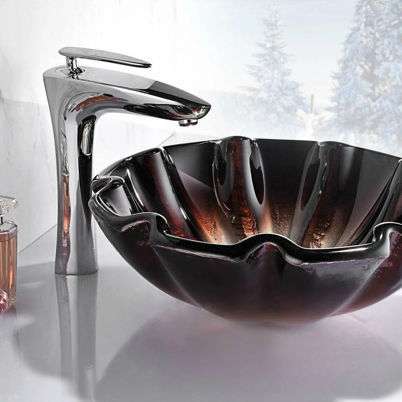 SpaWorld Corp ANZZI Tara Deco-Glass Vessel Sink, Opal Crest 5 SpaWorld Corp ANZZI Tara Deco-Glass Vessel Sink, Opal Crest - Image 5