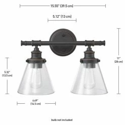 Globe Electric Parker 2-Light Oil Rubbed Bronze Vanity Light With Clear Glass Shades -home bar shop 5d9169f20cf05e83 8999 w800 h800 b1 p0