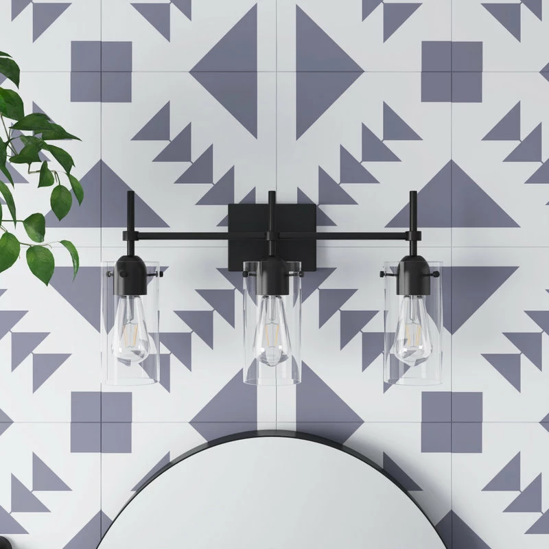 Aiwen Concise Modern Geometric Cylinder Glass Shade Vanity Light, 3-Light 2 Aiwen Concise Modern Geometric Cylinder Glass Shade Vanity Light, 3-Light - Image 2