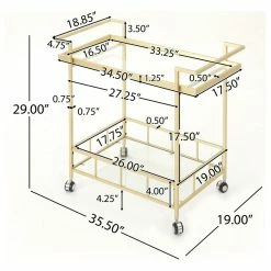 GDFStudio GDF Studio Amaya Industrial Iron And Glass Bar Cart, Gold -home bar shop 5dd120e3037d8a08 1955 w800 h800 b1 p0