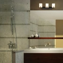 Globe Electric Helena 3-Light Dark Bronze Vanity Light With Off-White Frosted Glass Shades -home bar shop 5dd165670e20f170 5071 w800 h800 b0 p0