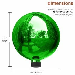 Alpine Corporation 10" Diamater Indoor/Outdoor Glass Gazing Globe Festive Yard Décor, Green -home bar shop 5e51c9310f4414f7 3490 w800 h800 b1 p0