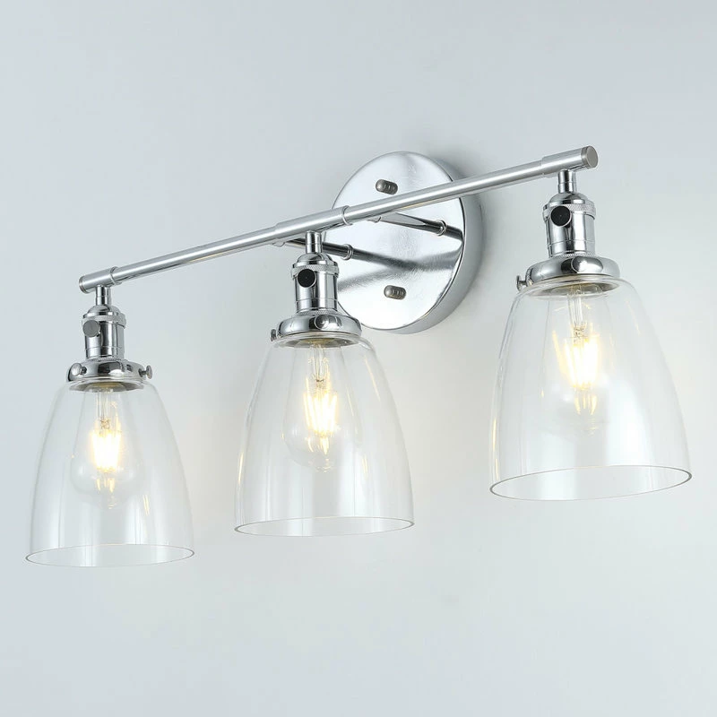 Aiwen 3-Lights Glass Shade Silver Spotless Dome Wall Sconce Vanity Light 5 Aiwen 3-Lights Glass Shade Silver Spotless Dome Wall Sconce Vanity Light - Image 5