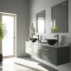 VIGO Gray Onyx Glass Vessel Sink And Duris Faucet Set, Matte Black Finish -home bar shop 5ee1f6e40f4fb05b 2907 w800 h800 b0 p0