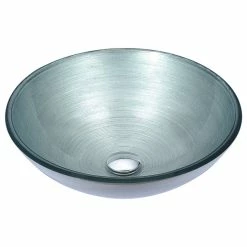 ANZZI Posh Series Deco-Glass Vessel Sink, Brushed Silver