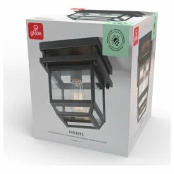 Globe Electric Sorrell 1-Light Bronze Outdoor Flush Mount Ceiling Light With Clear Glass Shade -home bar shop 5fa1b54b01819eac 0484 w800 h800 b1 p0