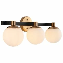 JONATHAN Y Modernist Globe Metal/Frosted Glass LED Vanity, 3-Light