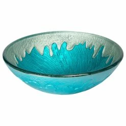 Eden Bath - Vessel Sinks Modern Blue Ice Round Tempered Glass Vessel Sink For Bathroom 16.5"