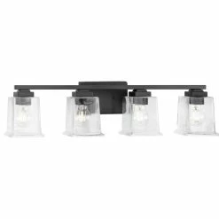 Progress Lighting Gilmour Collection 4-Light Matte Black Light Clear Glass Vanity