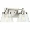 Progress Lighting Hinton 2-Light Brushed Nickel Clear Seeded Glass Bath Vanity Light