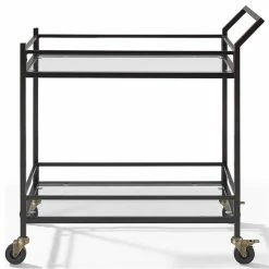 Pemberly Row Glass Top Metal Bar Cart In Oil Rubbed Bronze -home bar shop 61215a180f614b84 6690 w800 h800 b1 p0