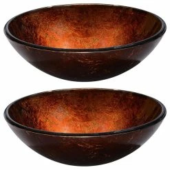 Aquaterior 2 Pcs Round Tempered Glass Above Counter Vessel Bowl Vanity Sink