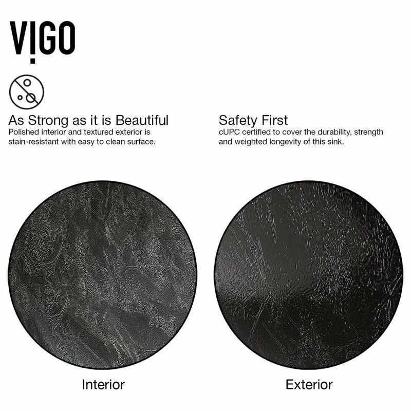 VIGO Gray Onyx Round Glass Vessel Bathroom Sink Set With Dior Vessel Faucet 10 VIGO Gray Onyx Round Glass Vessel Bathroom Sink Set With Dior Vessel Faucet - Image 10