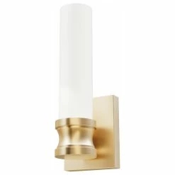 Hunter Fan Company Lenlock Alturas Gold, Cased White Glass 1 Light Sconce Wall Light