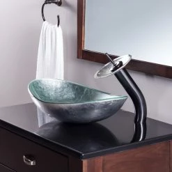 Novatto Argento Oval Glass Vessel Sink -home bar shop 6201521c08f10dfe 7016 w800 h800 b0 p0