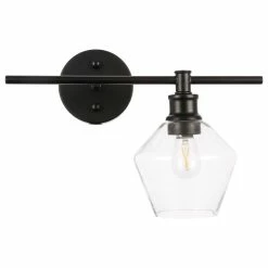 Elegant Furniture & Lighting Living District 1-Light Black And Clear Glass Right Wall Sconce -home bar shop 621193450c9cbe73 5483 w800 h800 b1 p0
