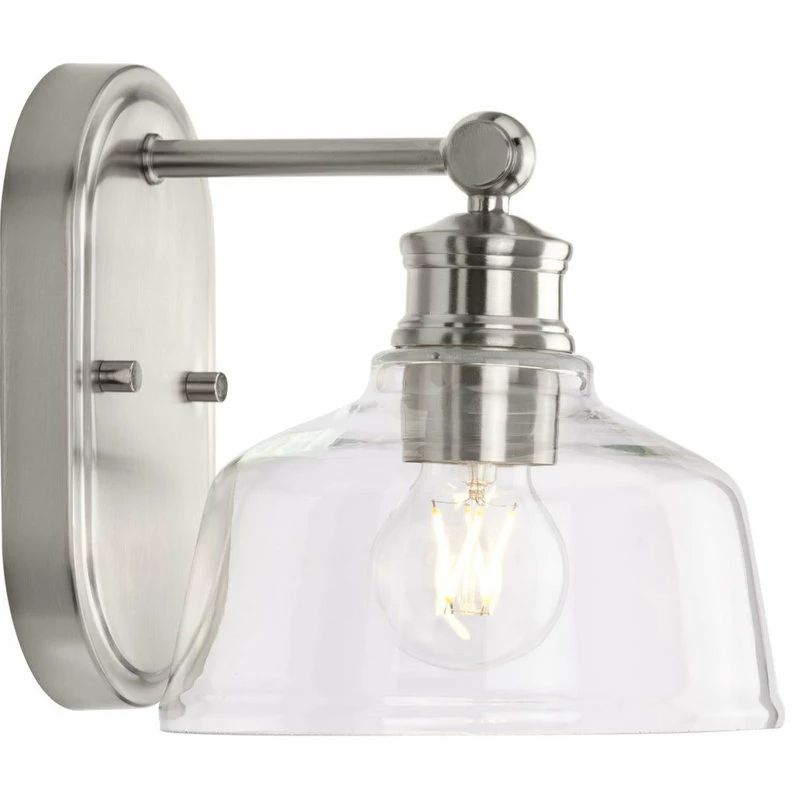 Progress Lighting Singleton 1-Light 7.62" Brushed Nickel Vanity Light With Clear Glass Shade 7 Progress Lighting Singleton 1-Light 7.62" Brushed Nickel Vanity Light With Clear Glass Shade - Image 7