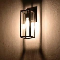 Edvivi Lighting Textured Black Outdoor Boxed Wall Sconce Lantern Light With Clear Glass -home bar shop 6251caf20eda0ac6 5985 w800 h800 b0 p0