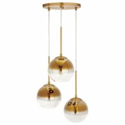 Forte Lighting, Inc. 3-LT 8" Gold Glass Pendant, Soft Gold