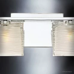 Urban Ambiance Luxury Modern Chrome Ribbed Glass Bathroom Light, UQL2725, San Diego Collection -home bar shop 62a133ad09a477da 2619 w800 h800 b0 p0