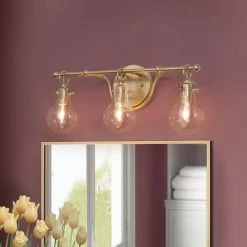 LNC Lighting LNC Modern 3-Light Matte Gold Teaedrop Shade Clear Glass Bathroom Lighting -home bar shop 62a1edb0036a25fe 6378 w800 h800 b0 p0