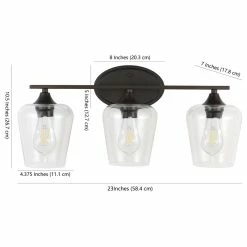 JONATHAN Y Jayne 1-Light Iron/Glass Cottage LED Vanity Light, Oil Bronze, Width: 23" -home bar shop 63016a9403c9bd46 0375 w800 h800 b1 p0