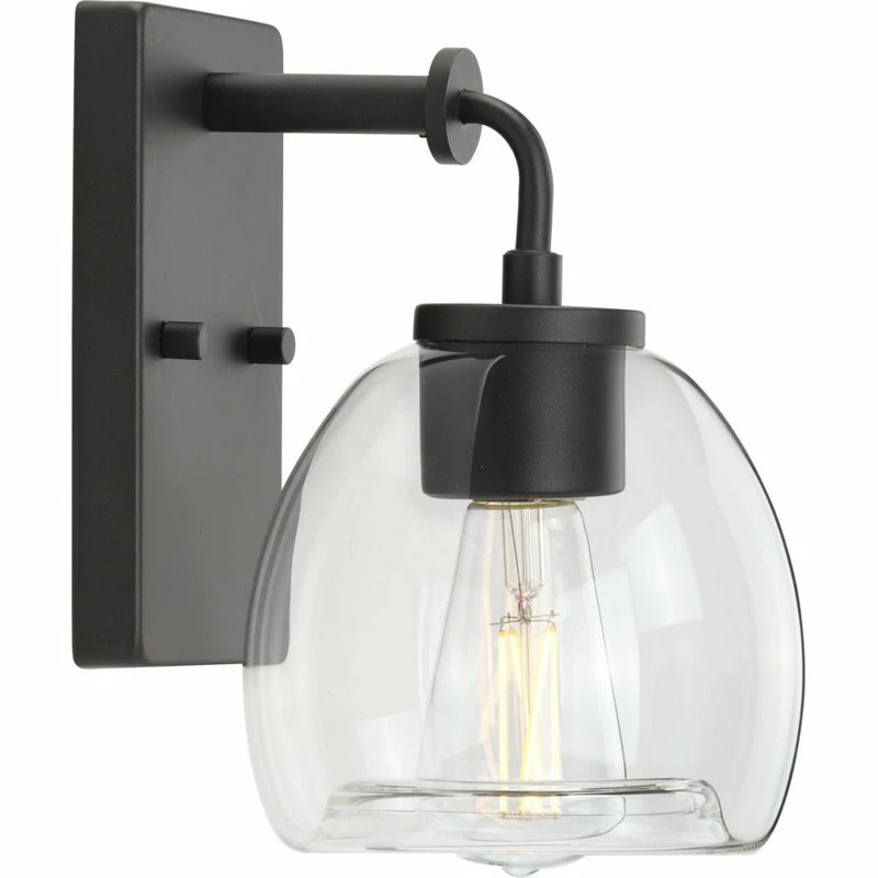 Progress Lighting Caisson 1-Light Graphite Clear Glass Urban Industrial Bath Vanity Light 2 Progress Lighting Caisson 1-Light Graphite Clear Glass Urban Industrial Bath Vanity Light - Image 2