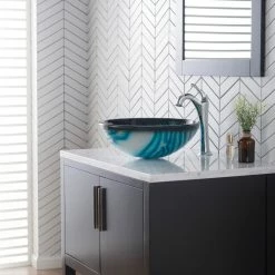 Kraus USA, Inc. Glass Vessel Sink, Bathroom Arlo Faucet, PU Drain, Mounting Ring, Chrome -home bar shop 63b1504203518c8a 9059 w800 h800 b0 p0