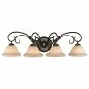 Golden Lighting Homestead 4-Light Bath Vanity, Rubbed Bronze With Tea Stone Glass